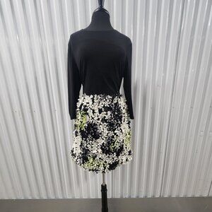 Samuel Dong Black/Green 3D Flower Dress